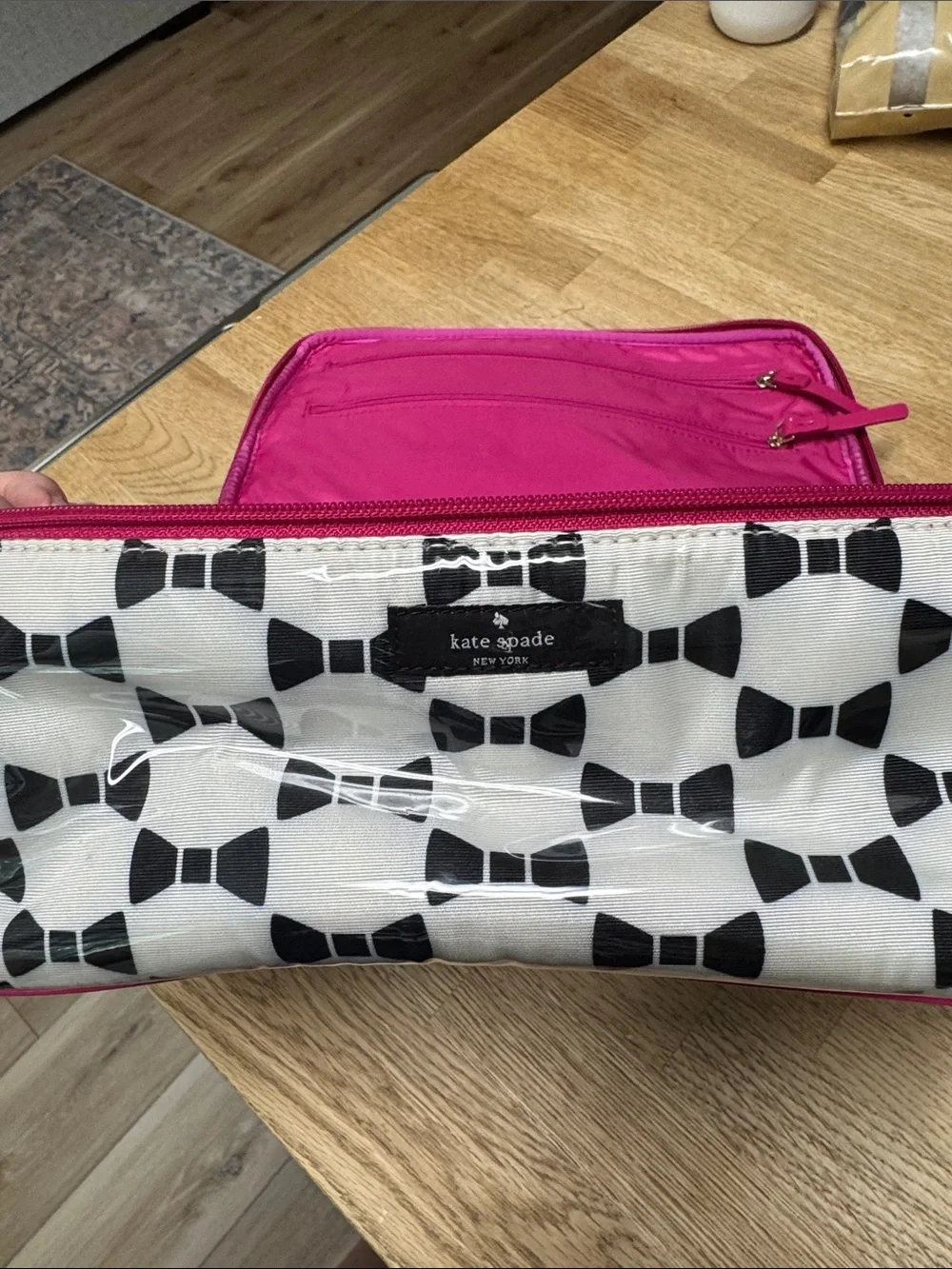 Kate Spade travel Organizer Pouch with Black & White Pattern
